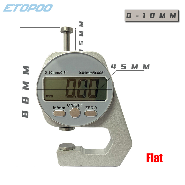 Digital Display Thickness Gauge Zinc Alloy Electronic LCD Micrometer Metric Imperial Wall Thickness Measurement Tools 0-10/20mm