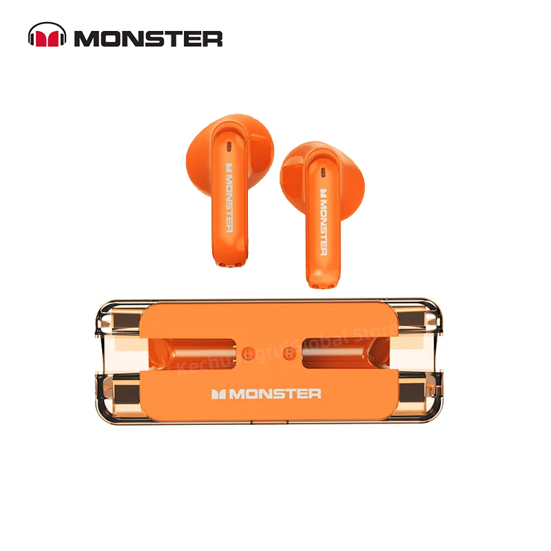 Monster XKT08 słuchawki Bluetooth 5.3 Ture bezprzewodowe słuchawki douszne słuchawki z redukcją szumów o niskim opóźnieniu sportowy zestaw słuchawkowy do gier z mikrofonem: Black