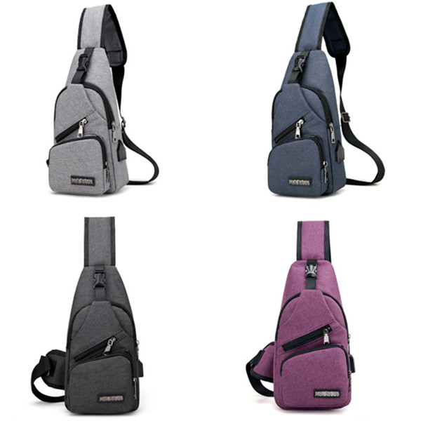 ASSEZSAC trou de chargement USB hommes femmes casual toile sac de poitrine unisexe sac à bandoulière sac Messenger sac Corssbody