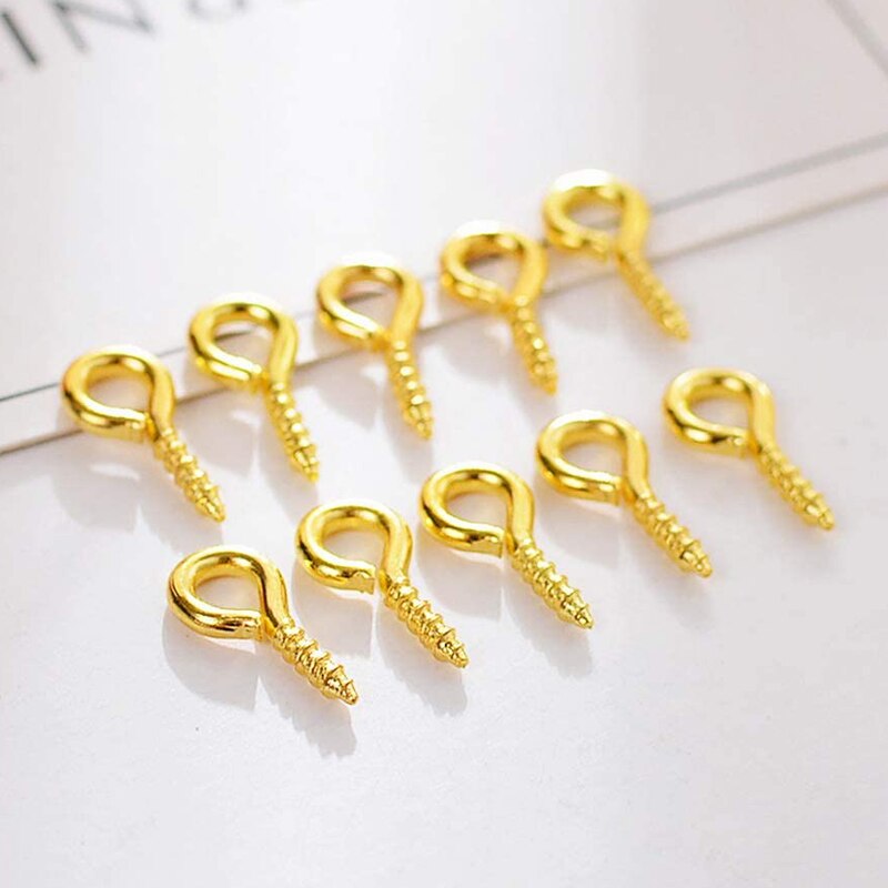 4X8Mm Kleine Tiny Mini Eye Pins Eyepins Haken Oogjes Schroefdraad Gold Sluitingen Haken Sieraden Bevindingen Voor maken Diy 400 Stks/partij