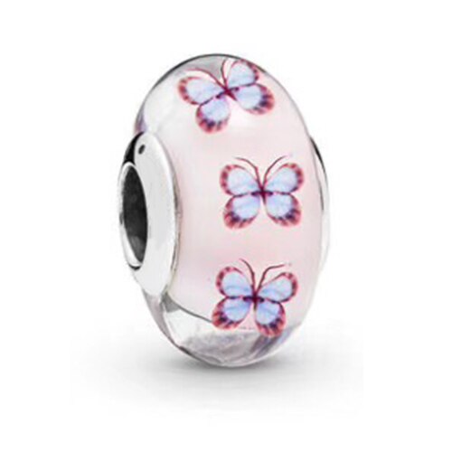 2019 NUOVO 100% 925 Sterling Silver Spring Perle di Vetro Fantasma Elephant Stampe della Zampa Cucciolo ROSSO di Fascino Del Fiore Dei Bambini Dei Monili Delle Donne regalo: 7