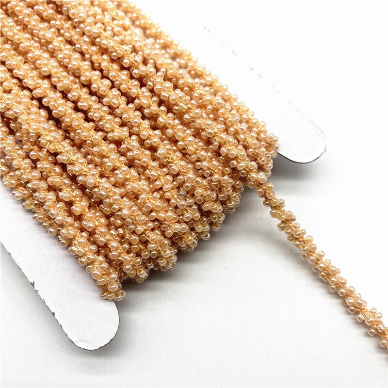 Corde de perles de cristal en dentelle, tissu perlé, ruban de garniture, bricolage, couture, applique de col, robe de mariée, décoration Guipure, 9,5 verges, 6mm: Laiton