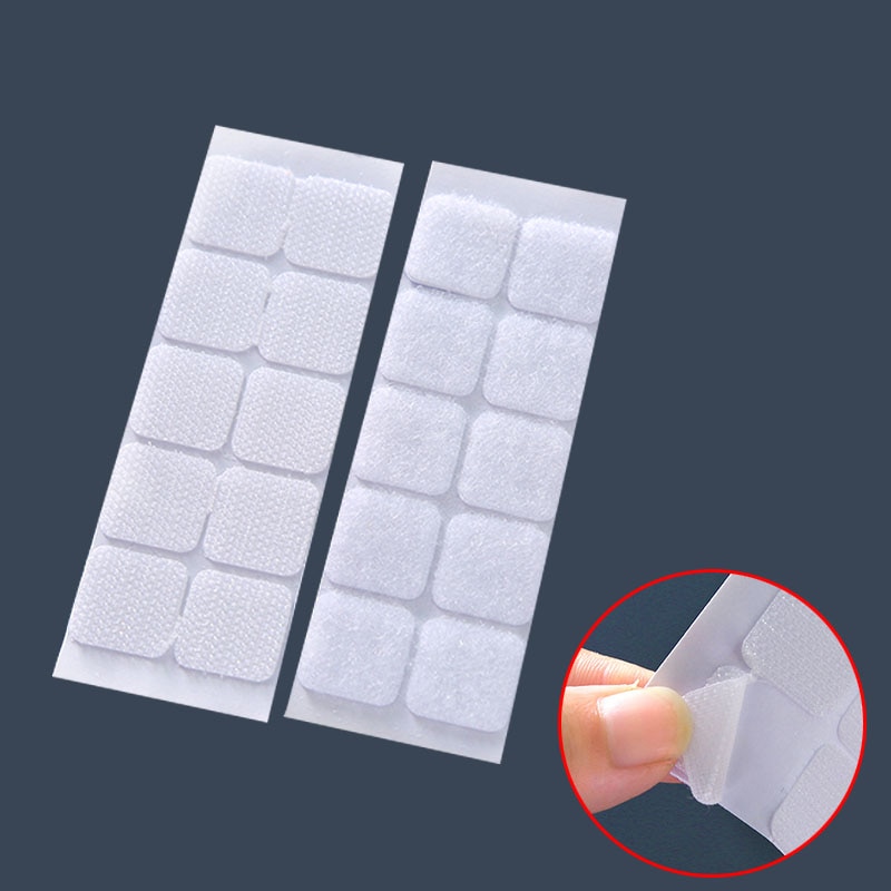 Wit 100 Pairs 20mm Nylon haken en lussen Sticker sterke zelfklevende Ronde dot lijm op stickers thuisgebruik Gordijn fastener