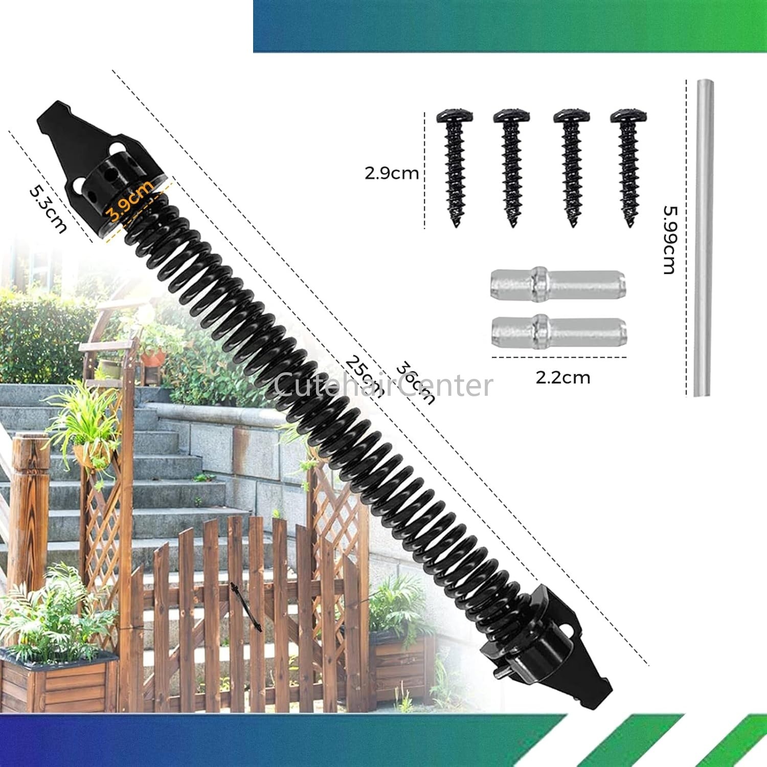 Adjustable Steel Gate Spring Hinge Self-Closing Lock Heavy Duty Thickened Closer with Position Pin for Farm Fence Outdoor Garden