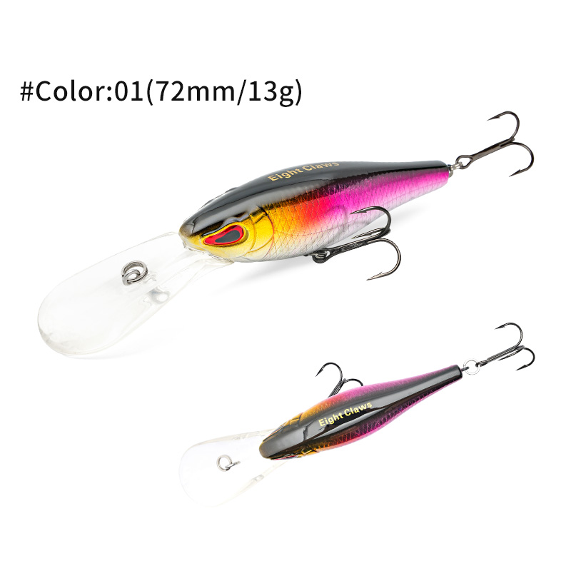 MSEASFREE Señuelo de pesca flotante Minnow, cebo duro Artificial, sonajero de 72mm y 13g, Wobblers de agua dulce para Lucio, aparejos de pesca: Blanco