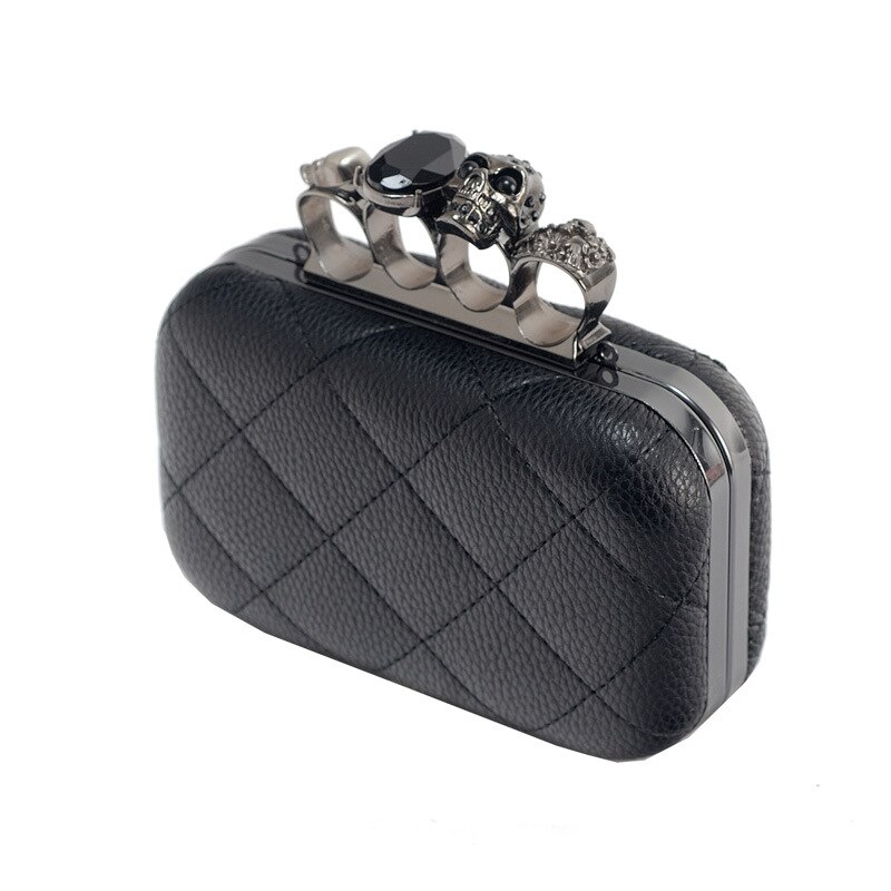 VOUS Crâne Bague Femme Sac de Soirée À Carreaux Vintage Pochette Pour Femme Sac Dames Sacs de Messager Mini Noir De Luxe Embrayages Sac À Main