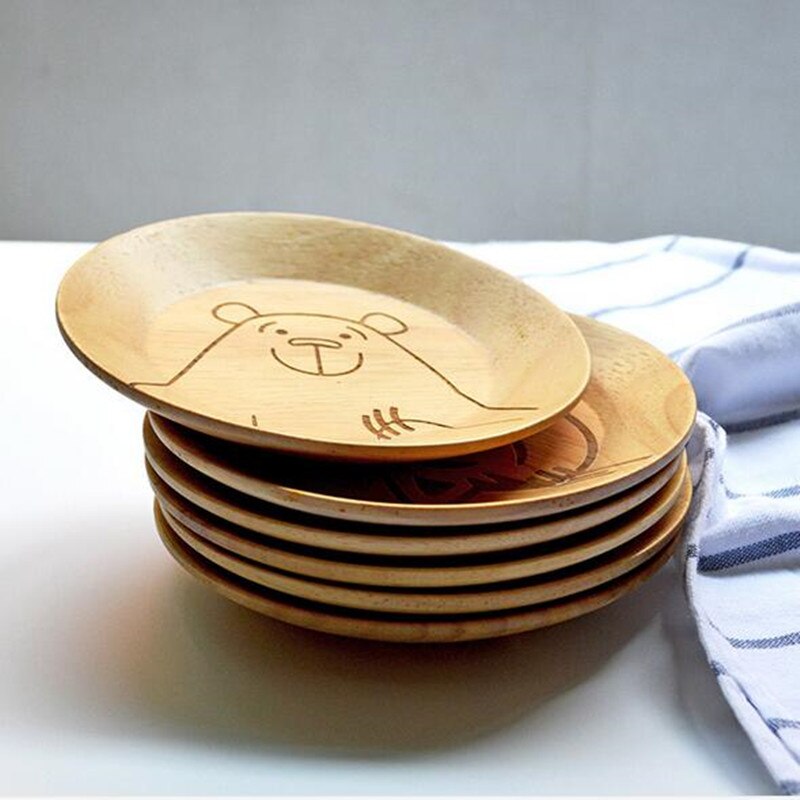 Pandoo Bamboe bordenset | ronde houten borden, dinerborden, servies | 3-delige set (1 x 20 cm, 1 x 25 cm, 1 x 30 cm