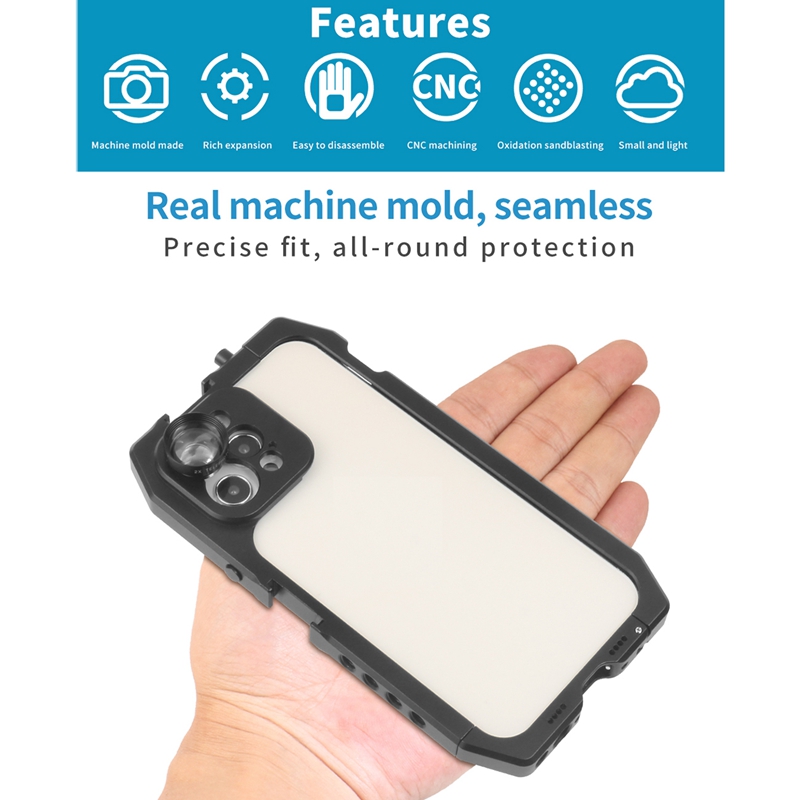 Cage de téléphone portable, plate-forme vidéo pour Smartphone, pour Iphone 12/ 12 Pro, avec chaussure froide et trous filetés 1/4