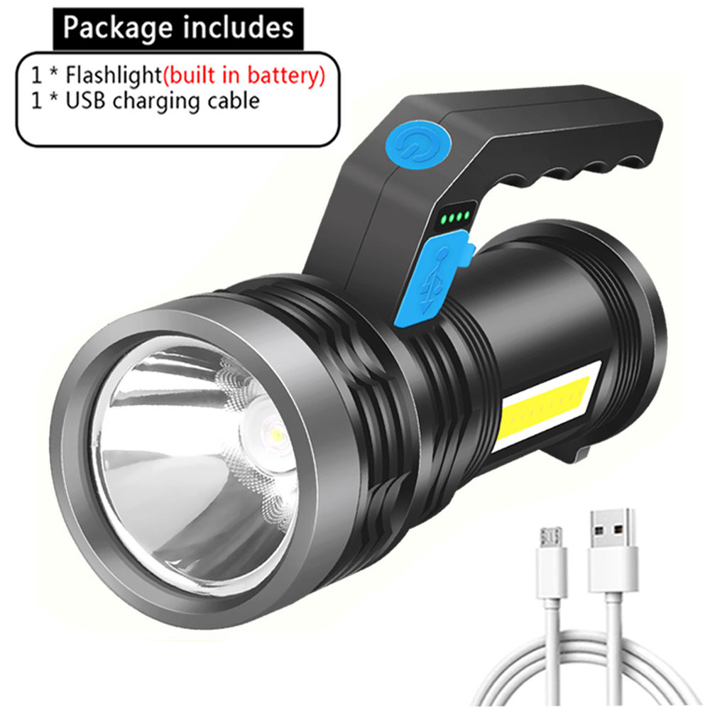 Powerful Flashlight USB Rechargeable Work Light Ultra Bright Torch Lamp Built in Battery Camping Led Flashlights With Side Light: Type D
