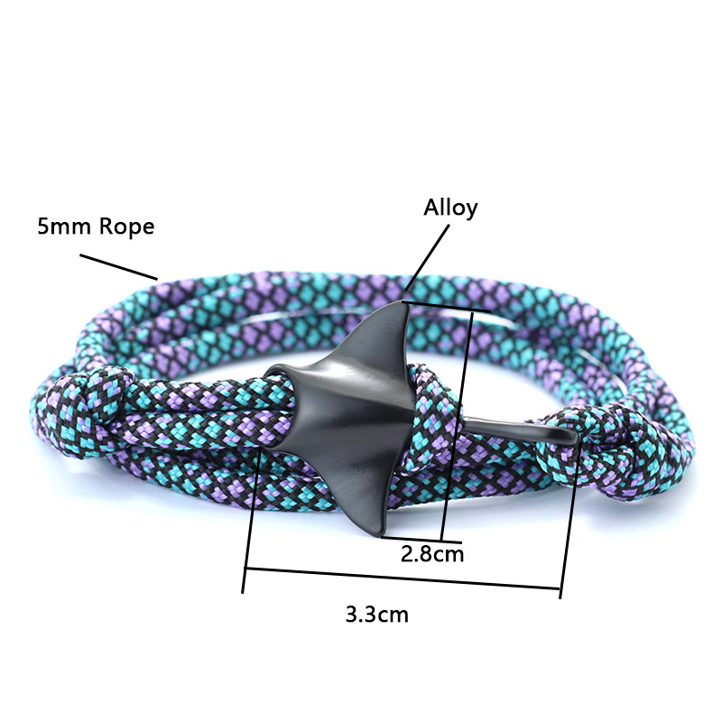 Pulsera Manta 2025 para hombre, pulsera de cuerda de Paracord ajustable de doble capa, brazalete de protección de animales marinos, joyería para surfista de playa