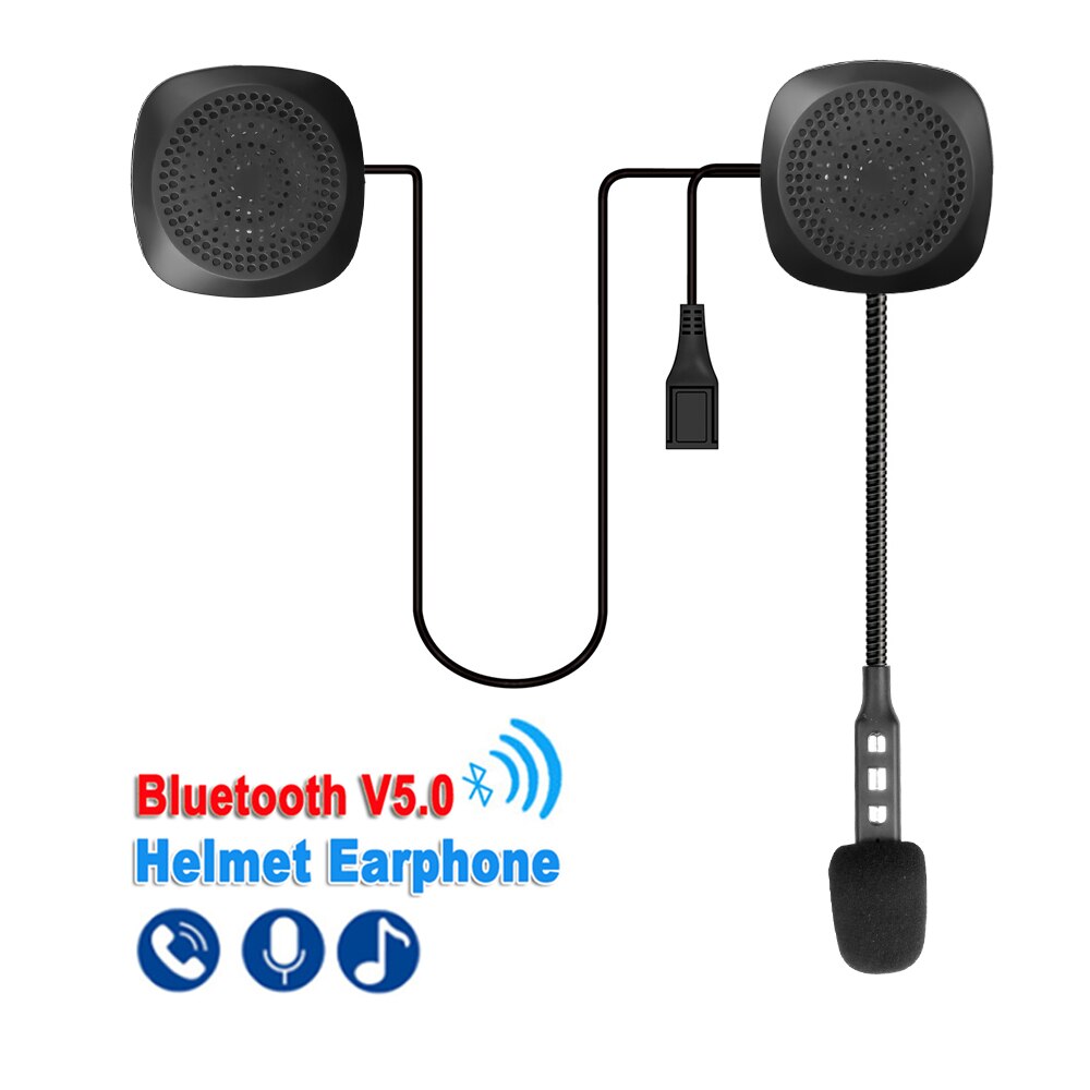 BT5.0 Motorcycle Helmet Headset Bluetooth Wireless Helmet Handsfree Speakers Music Headphones Handsfree Kit for MP3 GPS Phone