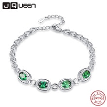 JQUEEN Nano Russische Emerald Bedelarmband Water Shape 925 Sterling Zilveren Armbanden Bruiloft Sieraden Armbanden Voor Vrouwen