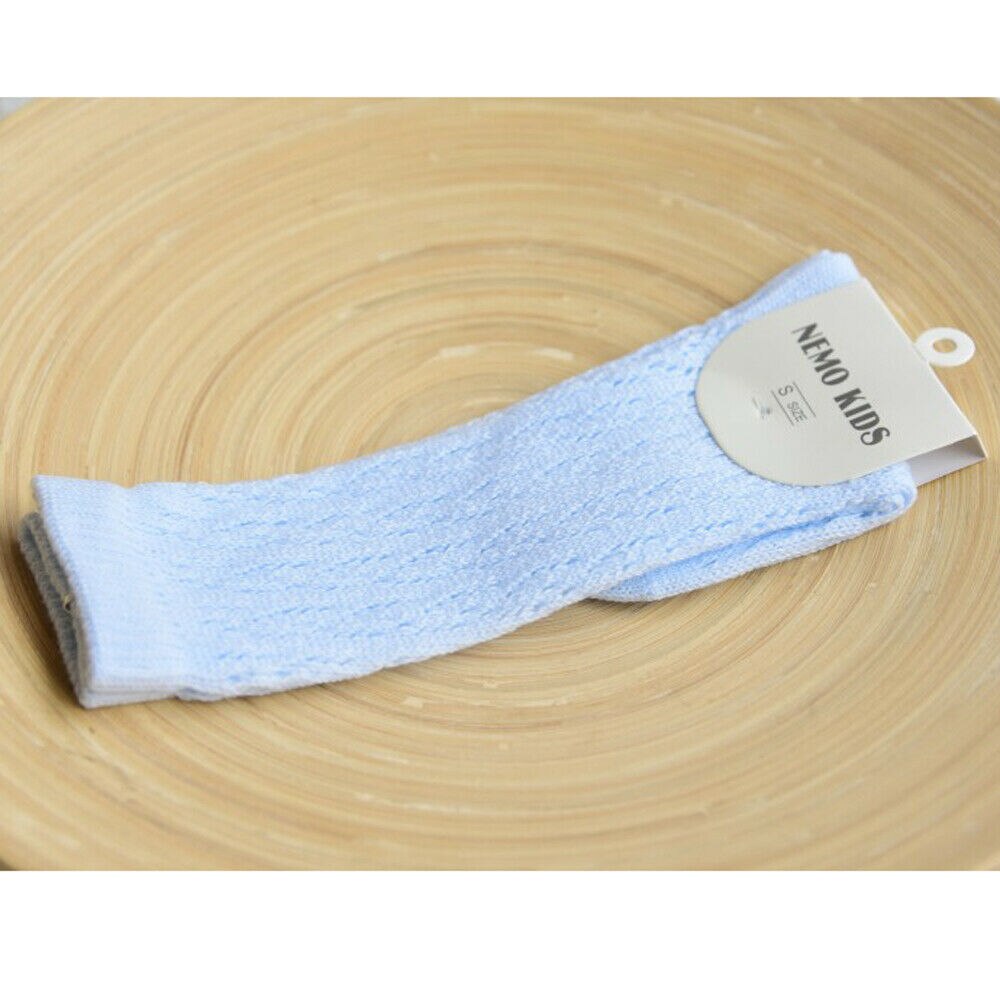 Baby Baby Meisje Antislip Hallow Out Sokken Knie Hoge Kant Prinses Sokken Lange Buis Booties Effen Baby Kids sok Voor 0-4 Jaar: Sky Blue / 0 to 2Y