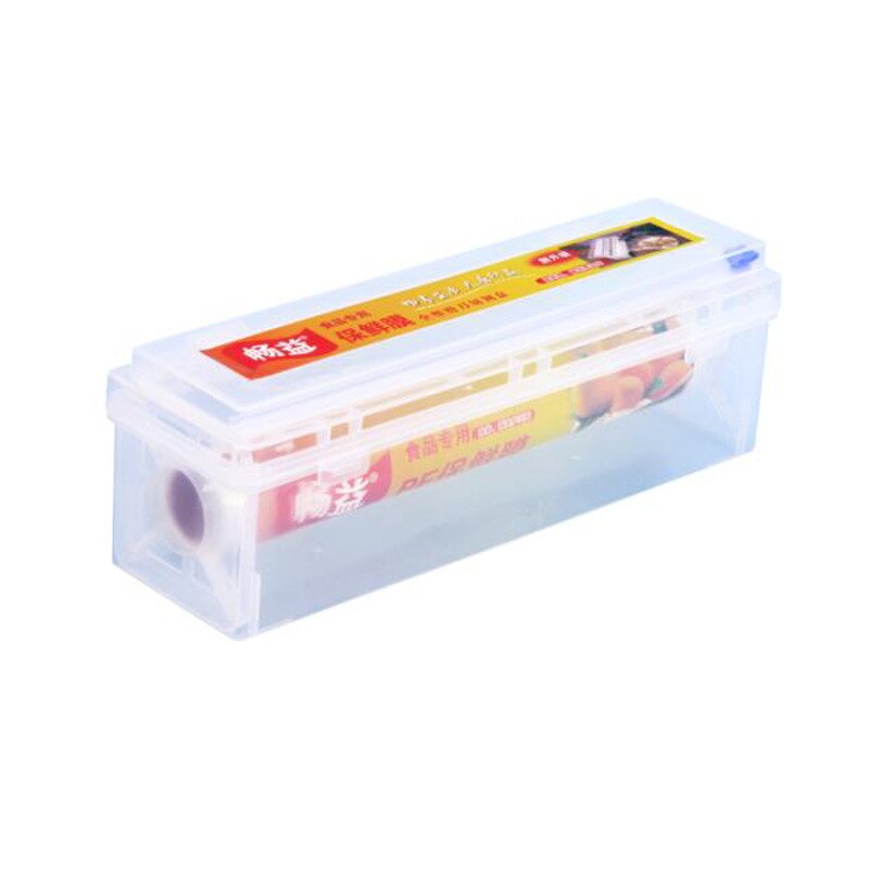 Plastic Keuken Folie En Vershoudfolie Wrap Dispenser Cutter Opslag Film Roll Case Met Cutting Blade