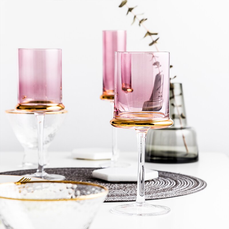 Copa de vino tinto de lujo nórdico, oro galvanizado, copa de champán, Bar, en Hotel, vasos de agua, Copas de Goblets
