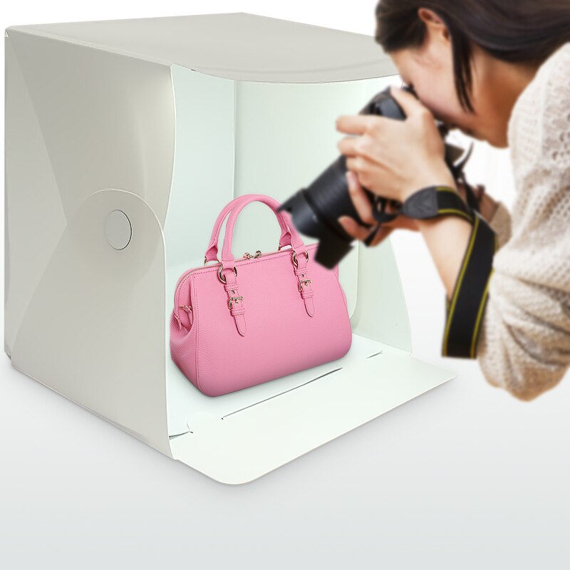 Portable 15.8 Inch Folding Light Box Photography Studio Softbox LED Light Soft Box Tent Kit for Phone Camera Photo Background