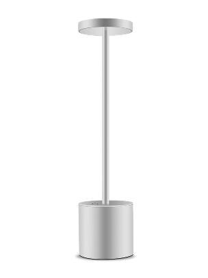 Led genopladelig usb skrivebordslampe ledningsfri touch dæmpende bordlamper til bar ktv hotel stue læse natlys sengelampe: Sølv