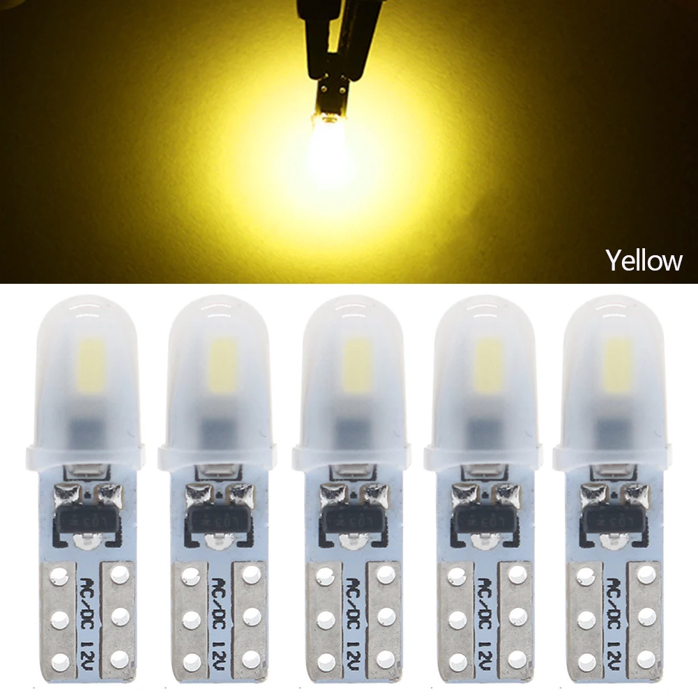 Ampoule LED T5 pour tableau de bord de voiture, 5 pièces, lampes de tableau de bord 2-3014 SMD sans polarité, 7 couleurs d'éclairage vibrantes, DC 12V