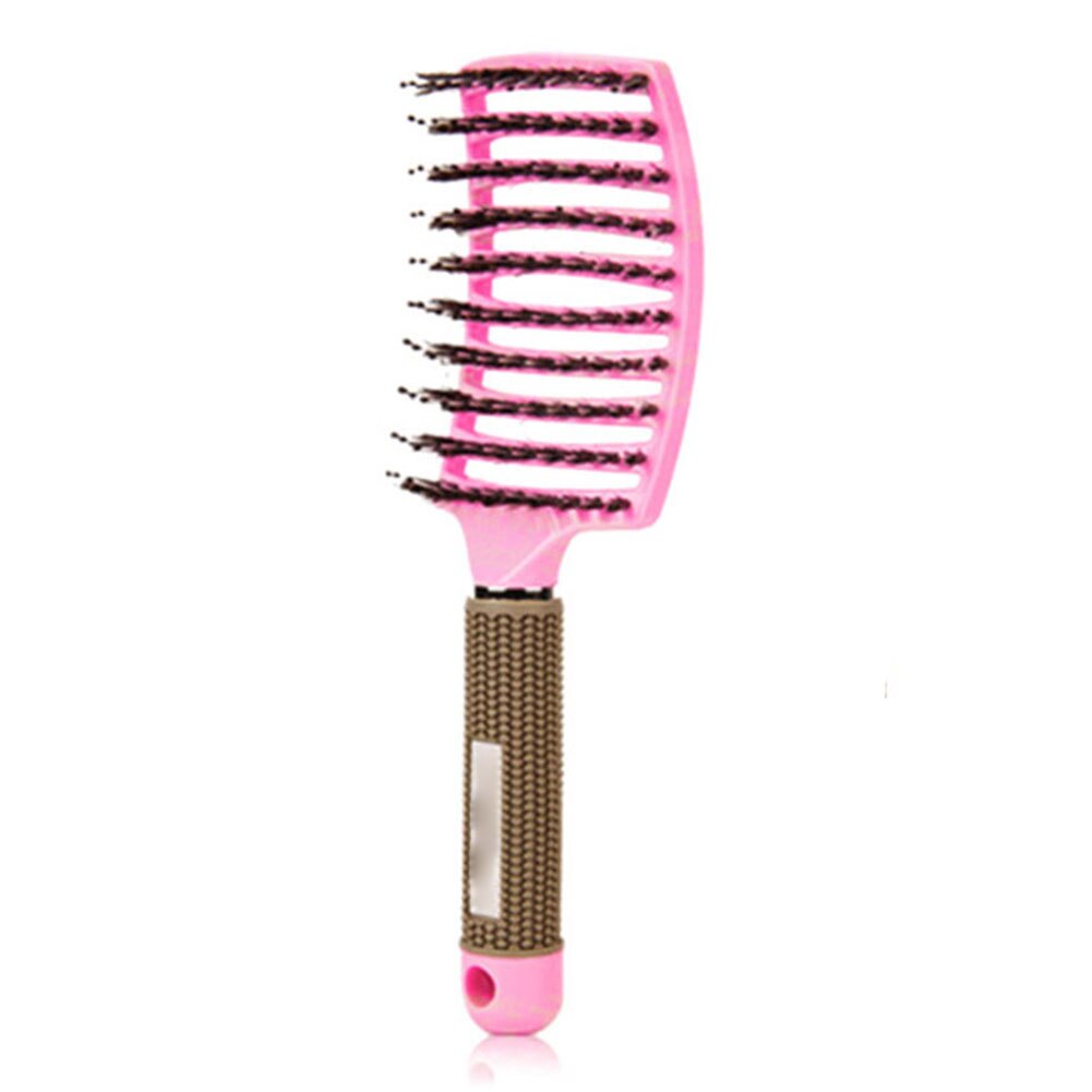 Ribs Comb Hairbrush Big Bent Comb Wet Plastic Nylon Massage Hair Care men Styling Hair Combs Hair Accessories: Pink