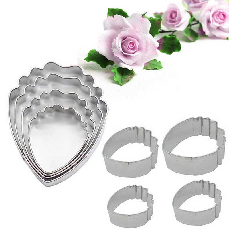 4 Uds pétalo de flor de peonía cortador de acero inoxidable molde cortador Fondant Sugarcraft Gumpaste arcilla flor moldes herramientas de decoración de pasteles