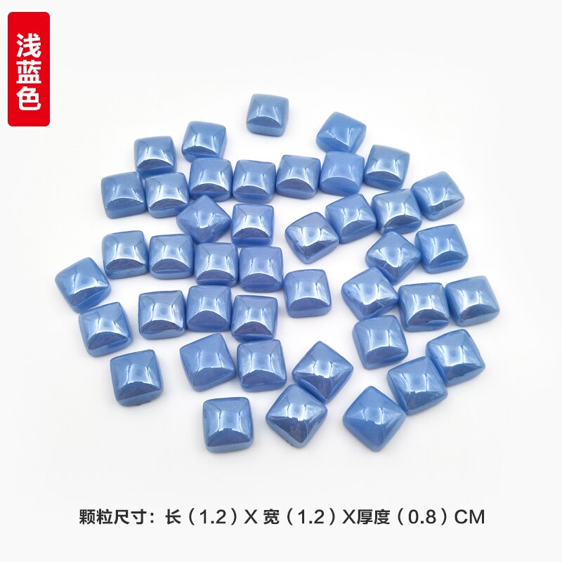 100Pcs Gepolijst Jade Mozaïek Tegels 1.2Cm Vierkante Mozaïek Stenen Kleurrijke Mozaïek Materialen Voor Kinderen/Kids Diy Handgemaakte craft Tegel: 100pcs Light Blue