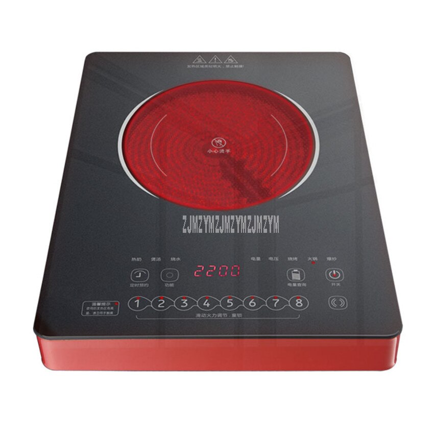 2200W 36*28cm Touch Control Mini Electric Ceramic Stove Induction Cooker 65 gear Temperature Adjustable No Radiation Cooktop: Red