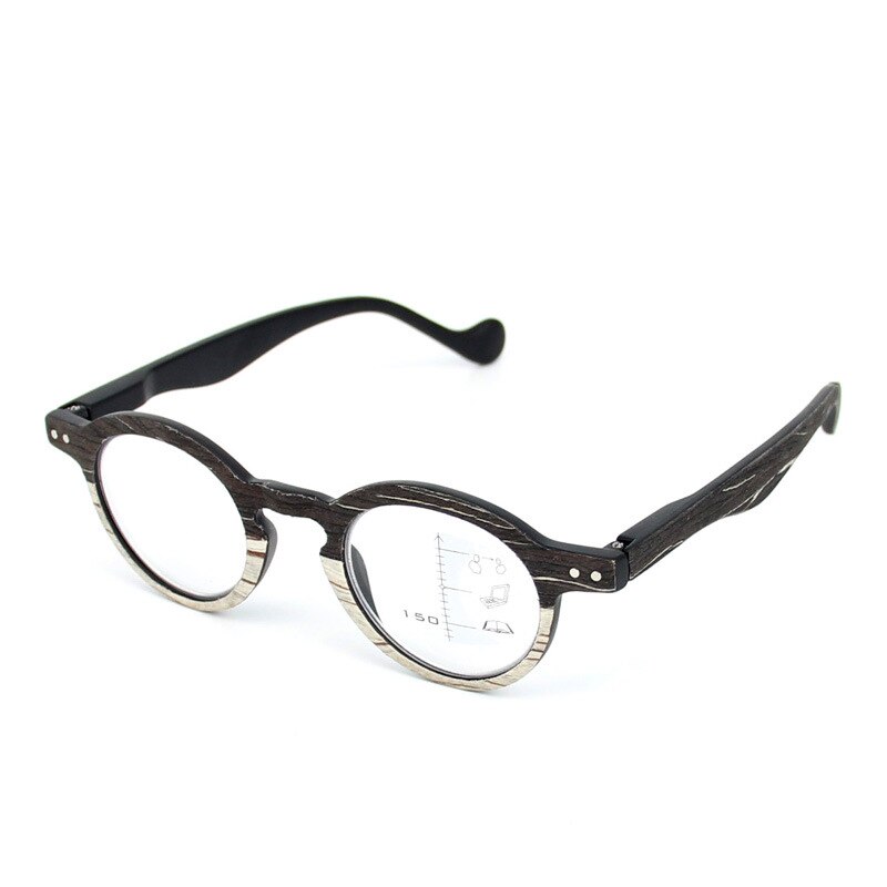 Zilead Retro Hout Kleine Ronde Frame Dual Leesbril Multifocale Clear Lens Presbyope Bril Lenzenvloeistof oculos gafas Unisex