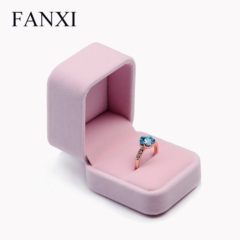 Velvet Jewelry Box - Pink - 19x19x4cm - Ring, Necklace, Earring, Bracelet Display - Oirlv: H00801