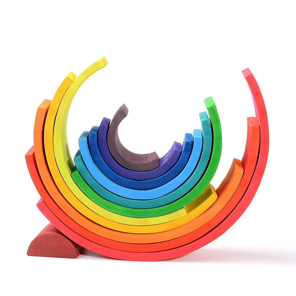 Arcobaleno Blocchi di Costruzione di Giocattoli In Legno per Bambini Creativo Stacker Montessori Educativi Giocattoli per I Bambini Regali Ideali