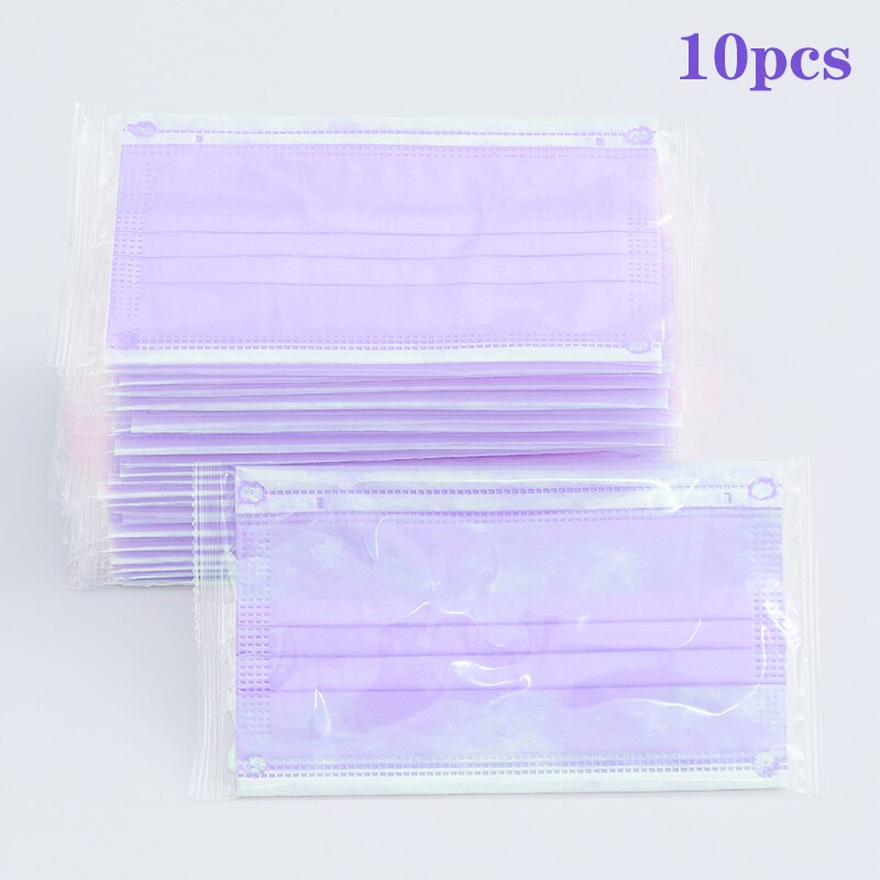 10/50/100 pièces masque facial emballage indépendant masque facial jetable masque de 3 couches Non-tissé fondu masque soufflé masque de couleur adulte