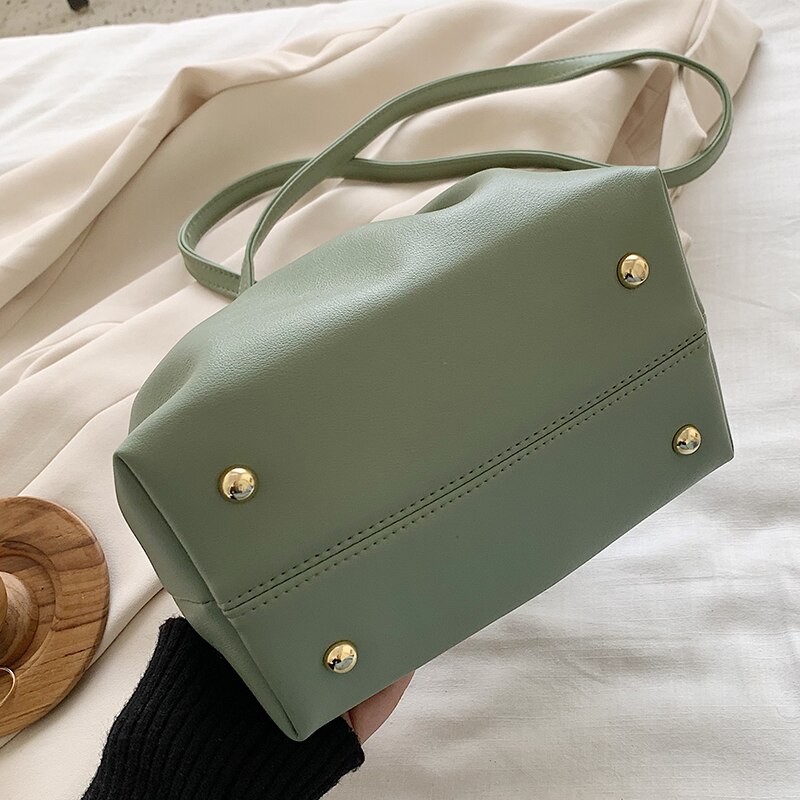 Damehåndvesker sommerhåndvesker til kvinner fast ruched wristlets kvinnelige mini pu lær skulderveske totes