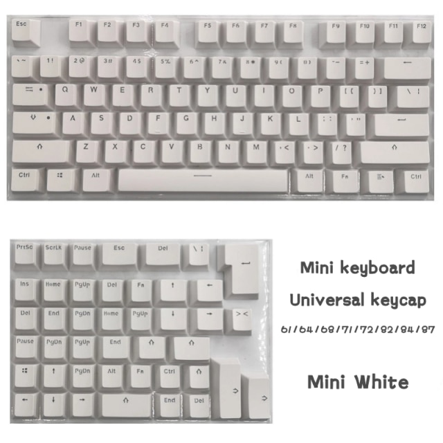 Eagiacme PBT Tastenkappen Für Mini Mechanische Tastatur Anzug Für 61/64/68/71/82/84 Layout Tastatur Mit Transparent RGB Buchstaben: White