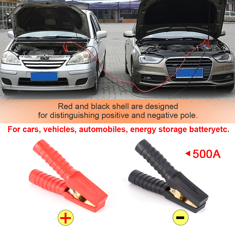 Terminal de pinzas de cocodrilo 500-1000A, conector de prueba de abrazadera de cocodrilo para batería eléctrica de coche de cobre para Cables de puente Boost, 2 uds.
