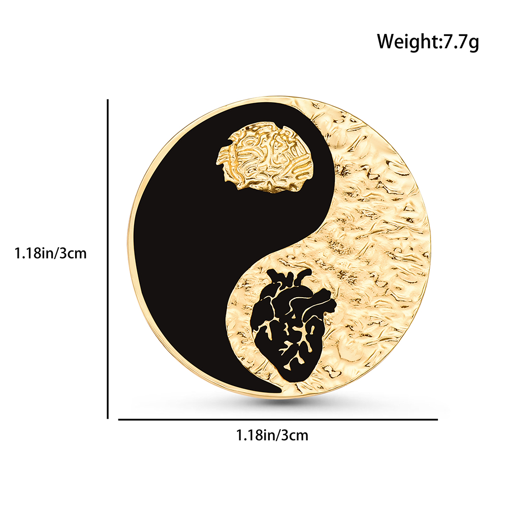 Hanreshe Yinyang corazón cerebro Pin anatomía médica Doctor enfermera solapa mochila broche insignia medicina joyería
