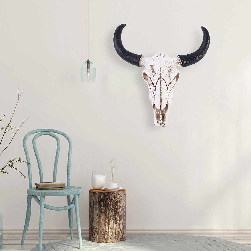 Harts longhorn ko skalle huvud vägghängande dekorationer prydnader 3d djur djurliv horn skulptur figurer hantverk heminredning