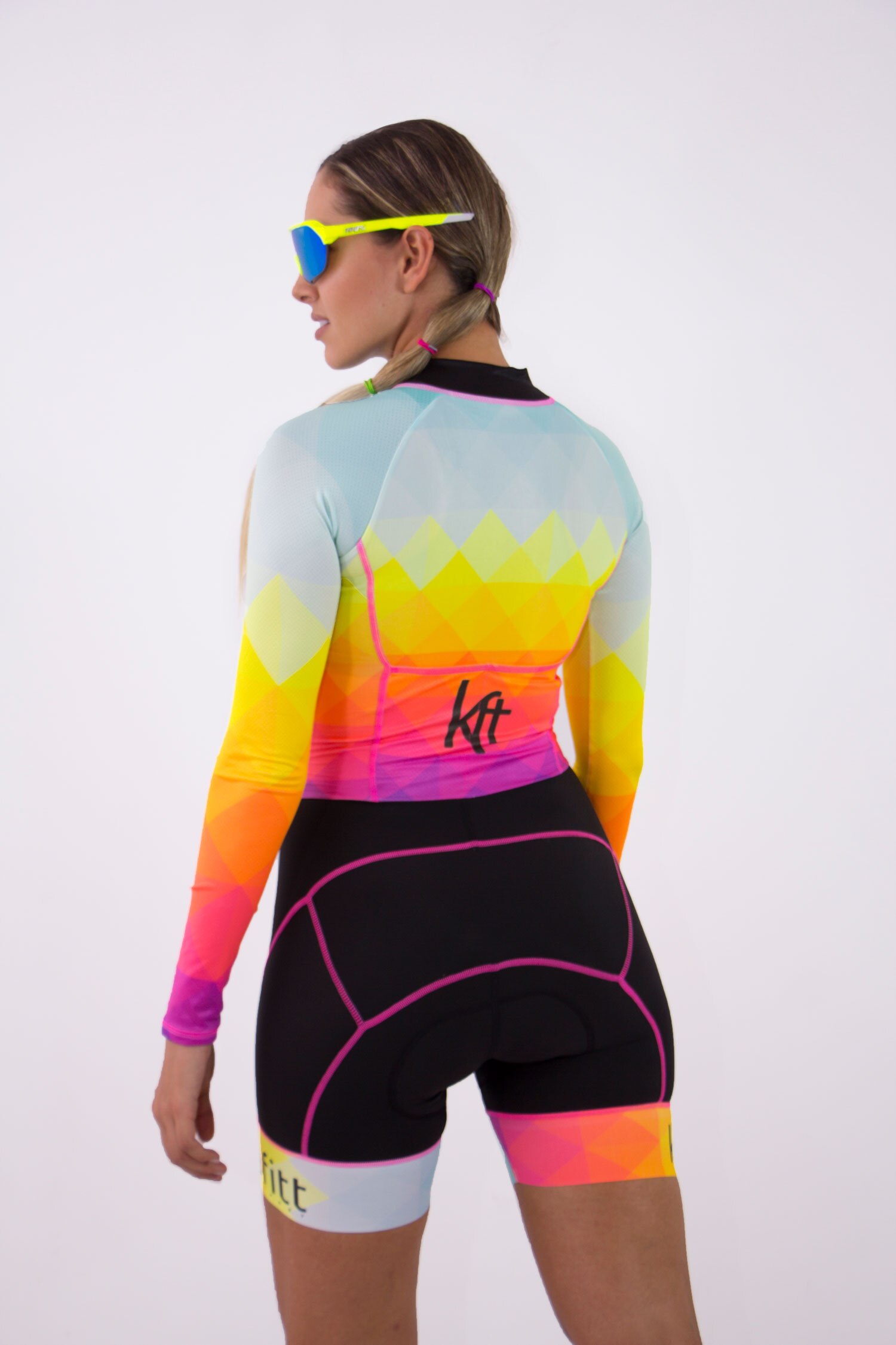 Combinaison de cyclisme pour femmes, combinaison de vélo, 9D, avec coussin intégré, veste longue,