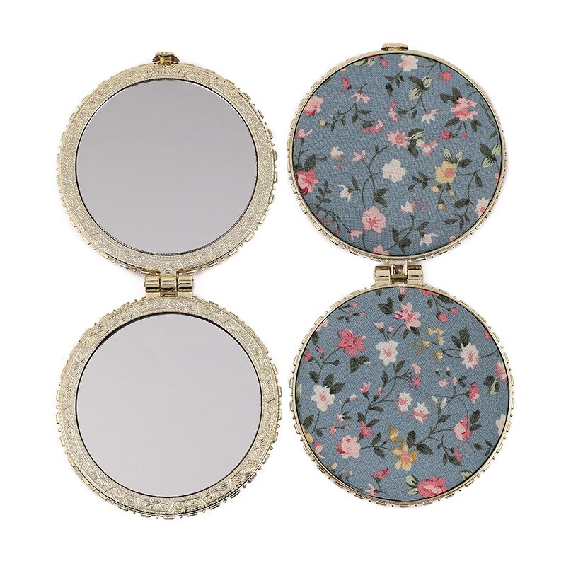 Mini Makeup Compact Pocket Floral Mirror Portable Two-side Folding Make Up Mirror Women Vintage Cosmetic Mirrors For