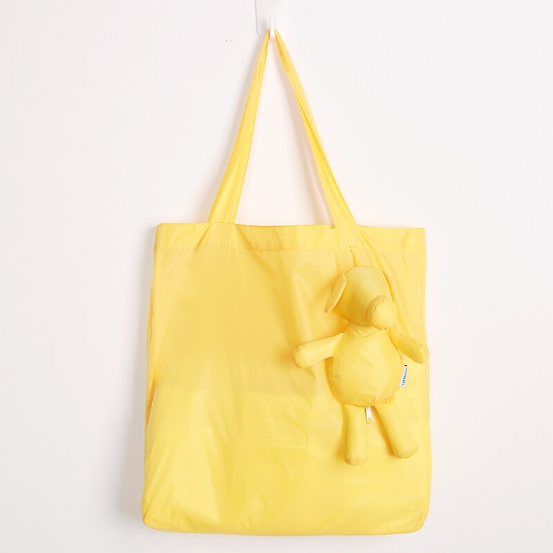 Geel Eco Kids Animal Herbruikbare Draagbare Moet Pocket Vierkante Boodschappentas bolsa reutilizable Kruidenier Vouw Zak