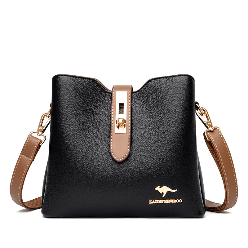 Borsa a tracolla per uso femminile All-match donna moda Pu grande capacità borse marroni borse da donna borsa a tracolla Tote borsa a botte Lady: black