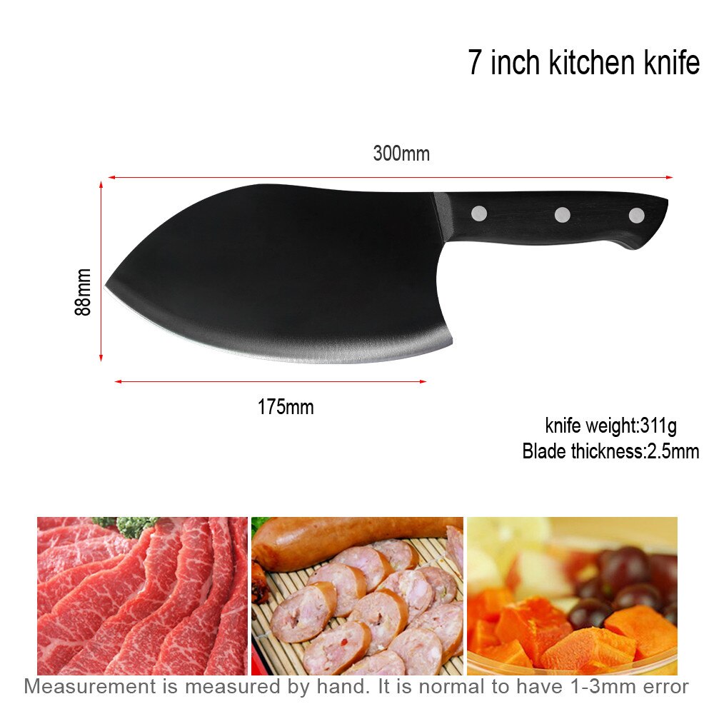 Couteau de boucher en acier inoxydable, couteau de boucher 5 ''6'' 7 ''hacher 8'' ensemble de couteaux de Chef de cuisine manche en bois couteau d'abattage lame antidérapante: K 7 INCH