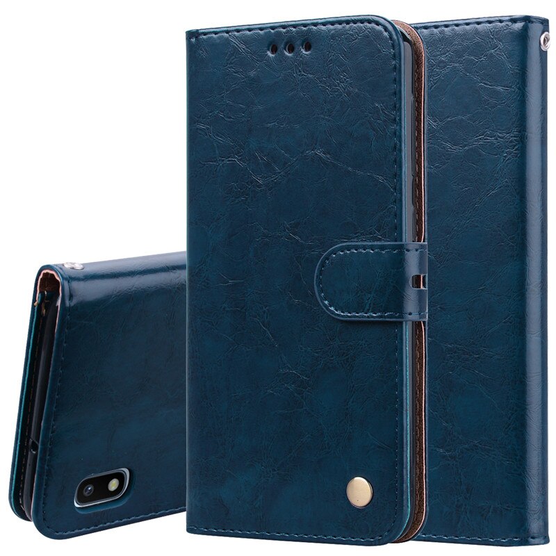 Luxury Leather Flip Case For Samsung Galaxy A10 Case Soft Silicone Wallet Stand Flip Phone Case For Funda Samsung A10 Case Coque: Blue