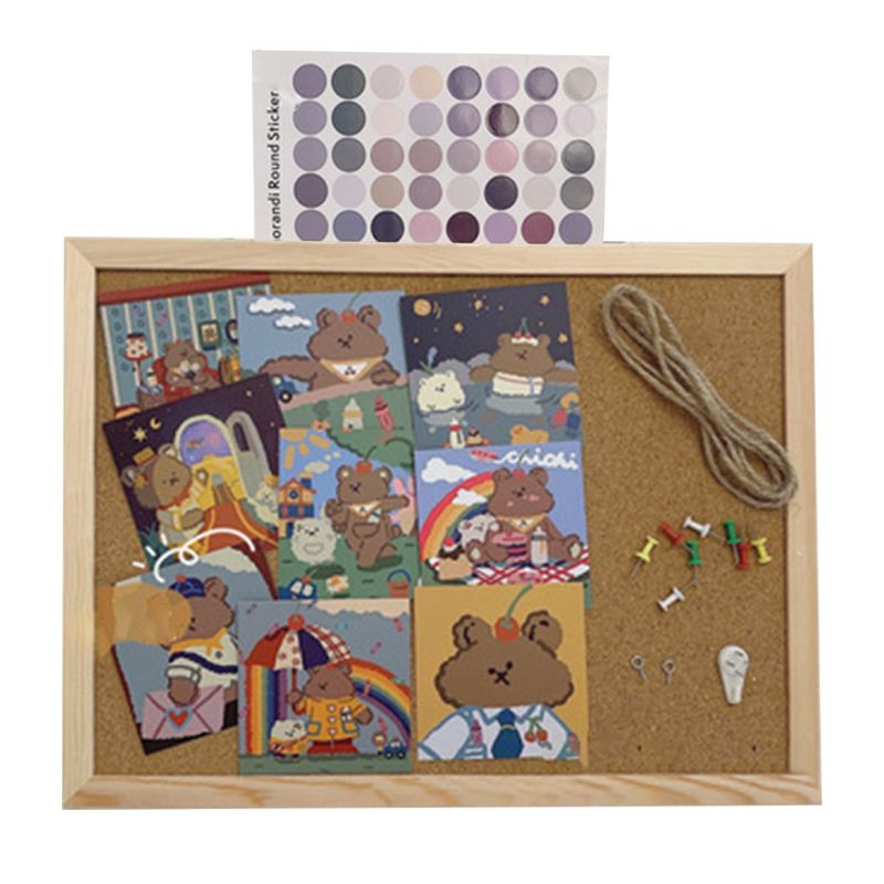 Cork Wood Wall Hanging Message Bulletin Board Frame Notice Note Memo Board for Home Office Shop School: L