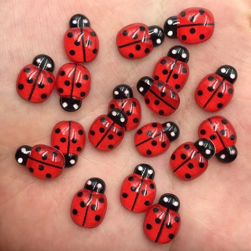 Harz Käfer Marienkäfer Simulation Acryl Marienkäfer DIY Handwerk Patch Zubehör Topf Schreibtisch Ornamente Zimmer Garten Spiegel Dekor