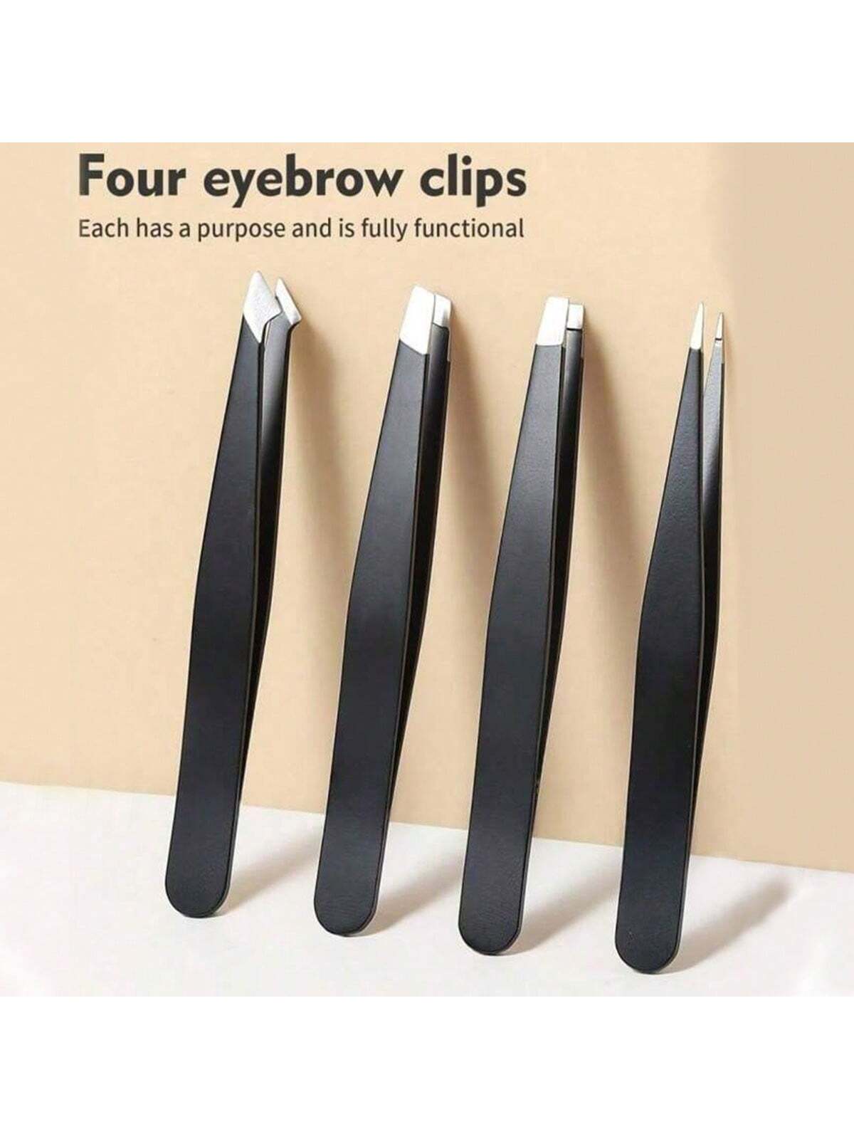 Multifunctionele wenkbrauwpincet, 4-pack roestvrijstalen wenkbrauwverstrakking gezichtshaartrimmer make-up gereedschapset, oogvormende gereedschappen
