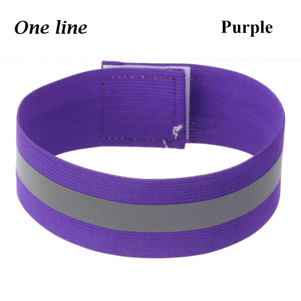 1PC Reflektierende Band Elastische Armbinde Armbinde Hand Knöchel Bein Warnung binden Gurt Nacht Sicherheit Alarm Band für Sport Radfahren: Violett-eins Linie