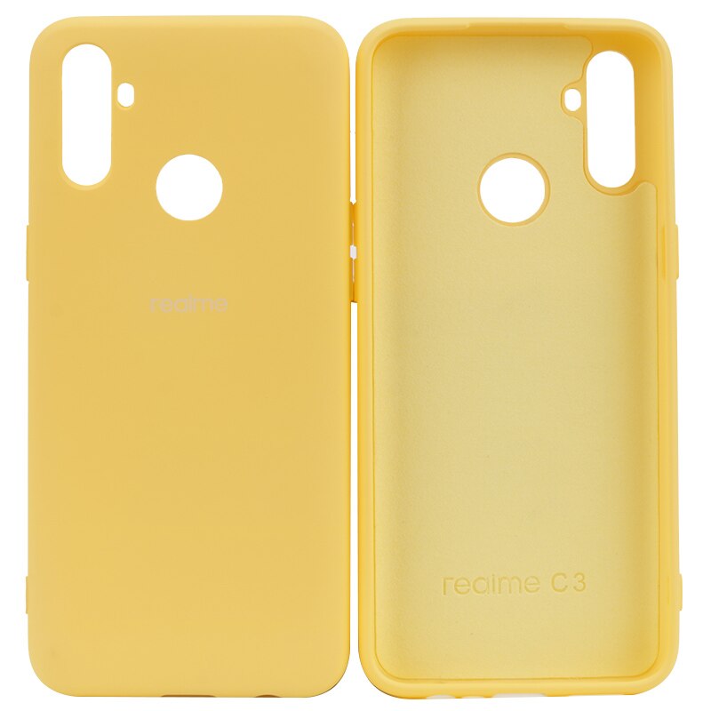 Original Realme C3 Flüssigkeit Silikon Telefon Fall Realme C3 Kamera Schutz Für Realme C3 Glatte Touch Fall: Yellow