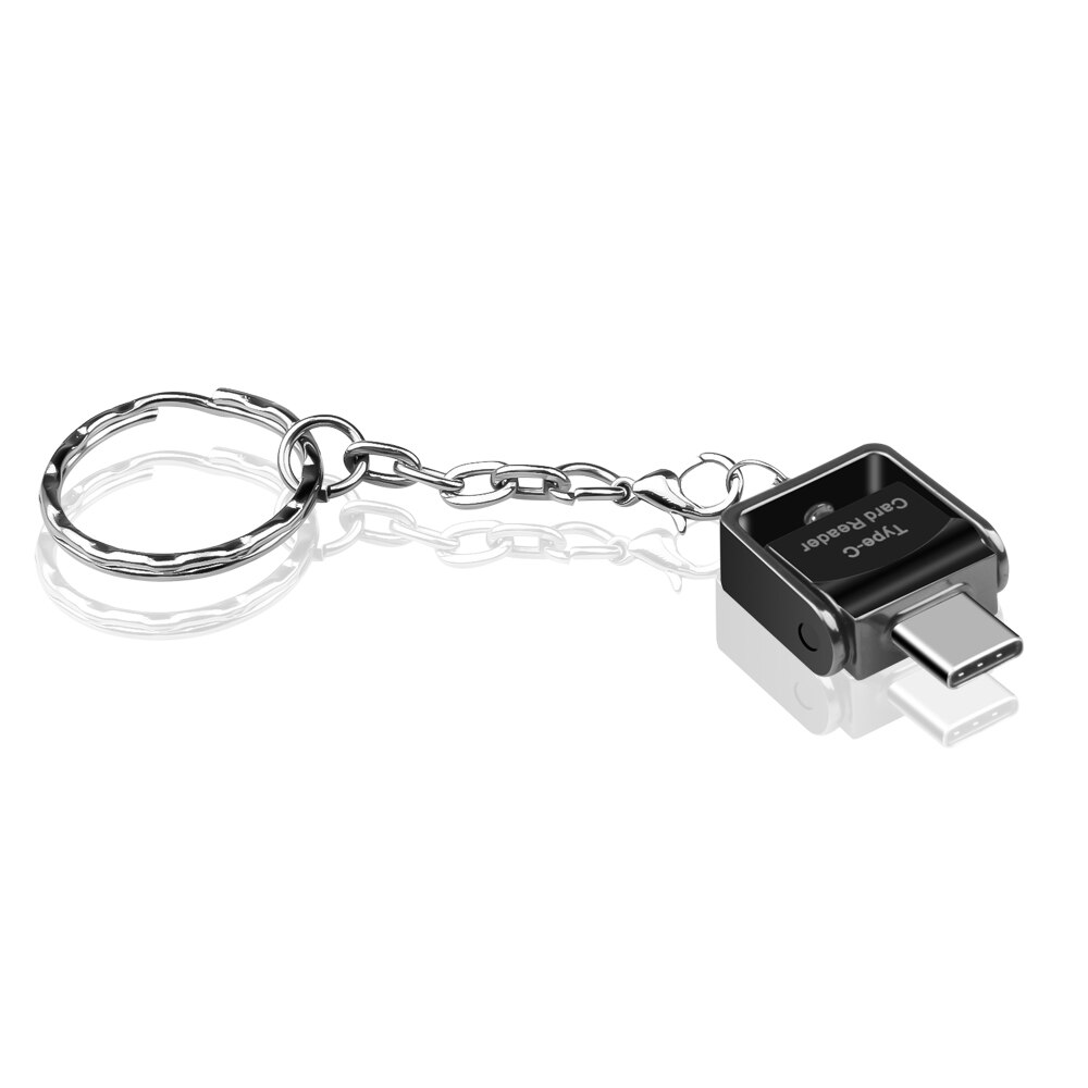 KEBIDU USB 3.1 Tipo C TF Micro SD Leitor de Cartão com chaveiro Para Samsung Galaxy S9 USB-C Leitor de Cartão de Memória adaptador: black