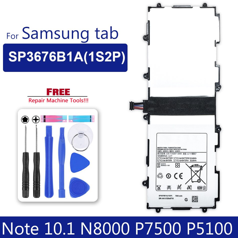 7000Mah Tablet Batterij SP3676B1A(1S2P) voor Samsung Galaxy Note 10.1 Gt N8000 N8010 N8020 Gt P7500 P7510 Tab 2 Gt P5100