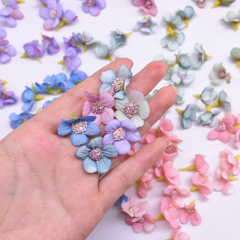 Mini flores artificiales de seda con cabeza de margaritas multicolor, guirnalda DIY, tocado, corona, álbum de recortes, decoración de boda para el hogar, 50 piezas