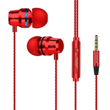 Chaure oordopjes met draad, in-ear stereobas voor telefoon met microfoon, metalen oordopjes voor xiaomi samsung muziek sport gaming oordopjes 3.5mm: Chinees rood